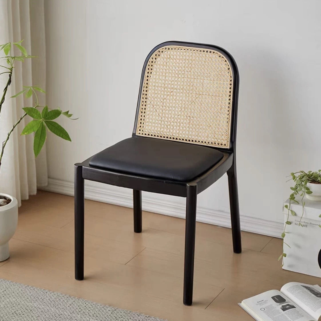 Nordic Wood Leather Square Dining Chair