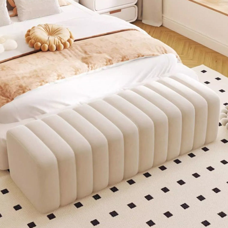 Nordic Wood Velvet Rectangular Bench