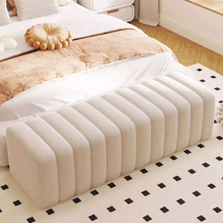 Nordic Wood Velvet Rectangular Bench