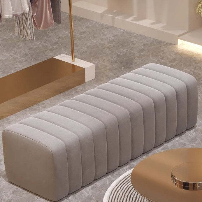 Nordic Wood Velvet Rectangular Bench