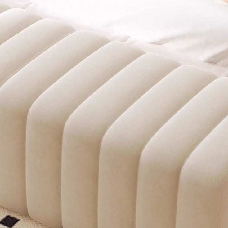 Nordic Wood Velvet Rectangular Bench — Khaki