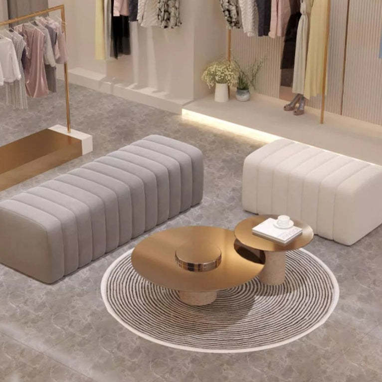 Nordic Wood Velvet Rectangular Bench — Gray