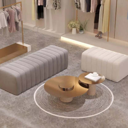 Nordic Wood Velvet Rectangular Bench — Gray