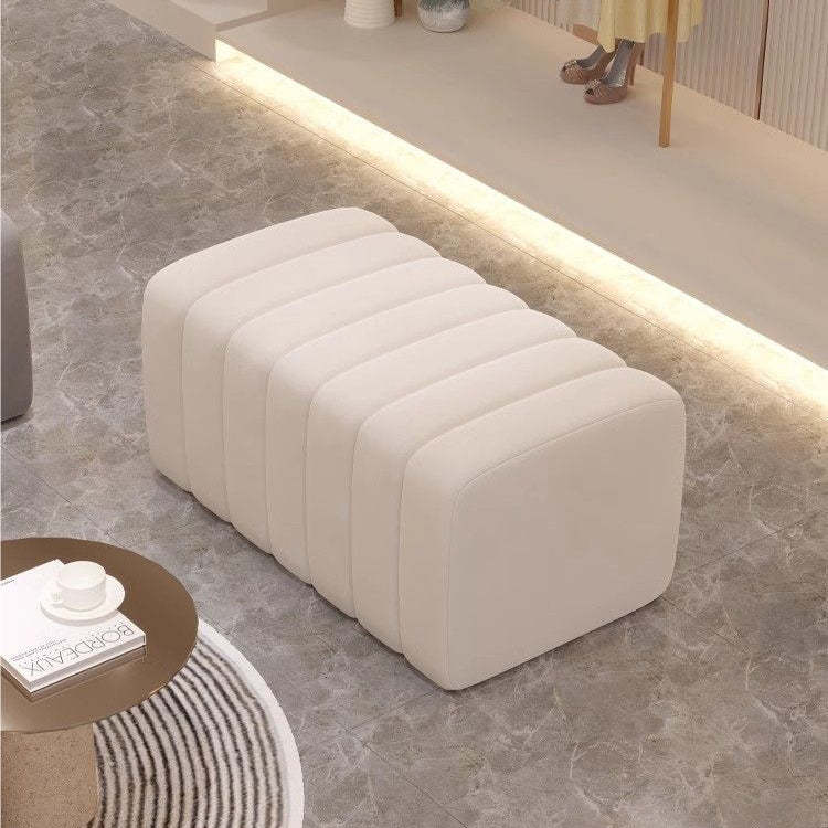 Nordic Wood Velvet Rectangular Bench