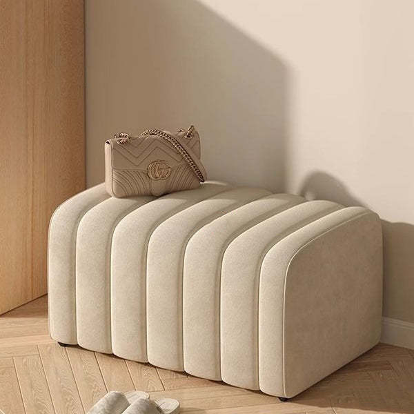 Nordic Wood Velvet Rectangular Bench