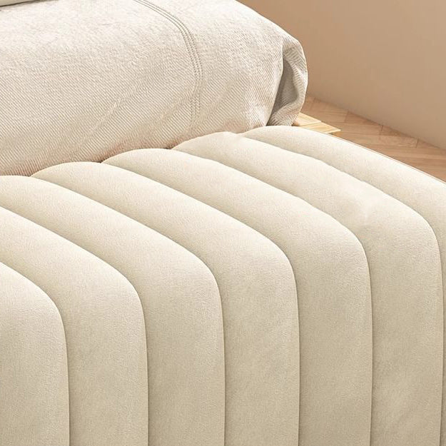 Nordic Wood Velvet Rectangular Bench — Beige