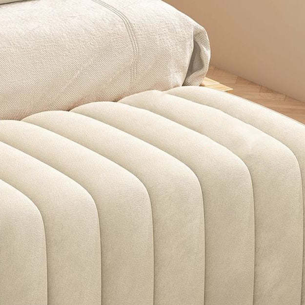 Nordic Wood Velvet Rectangular Bench — Beige