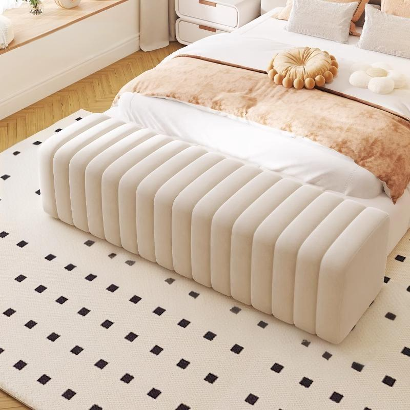 Nordic Wood Velvet Rectangular Bench