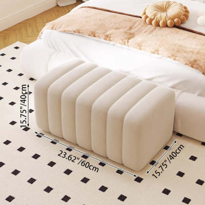 Nordic Wood Velvet Rectangular Bench — Khaki