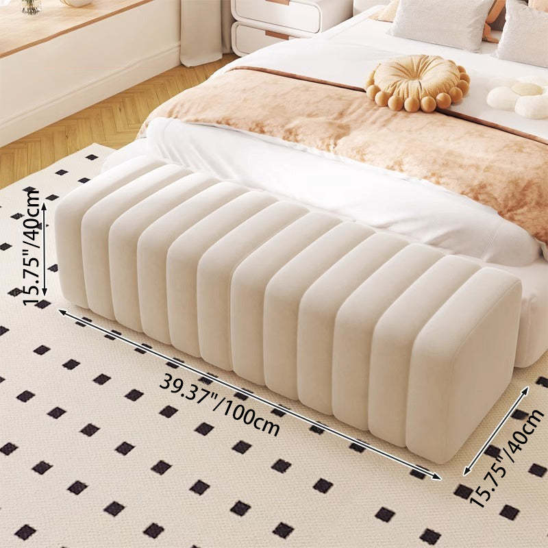 Nordic Wood Velvet Rectangular Bench — Gray