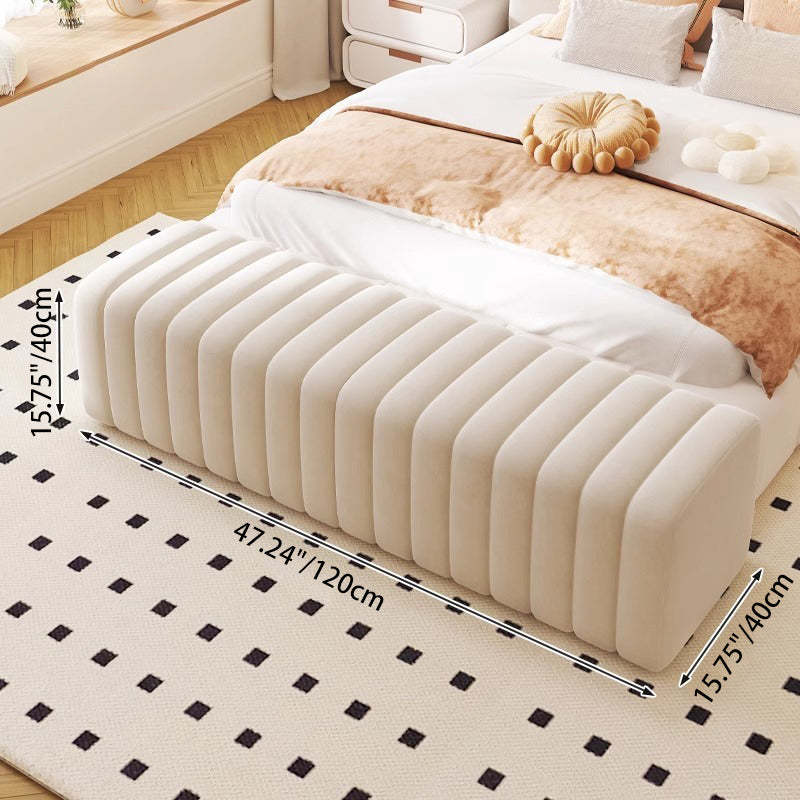 Nordic Wood Velvet Rectangular Bench — Pink