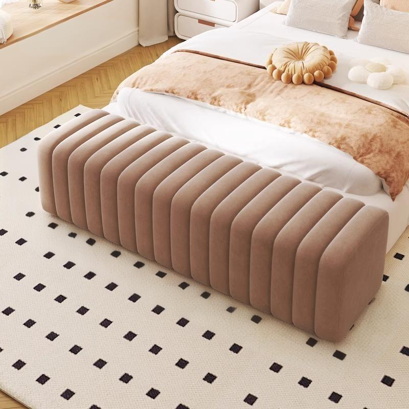 Nordic Wood Velvet Rectangular Bench