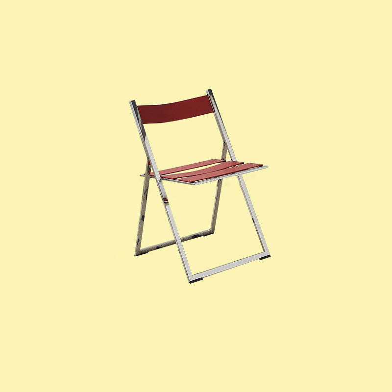 Mid-Century Saddle Leather Foldable Dining Chair