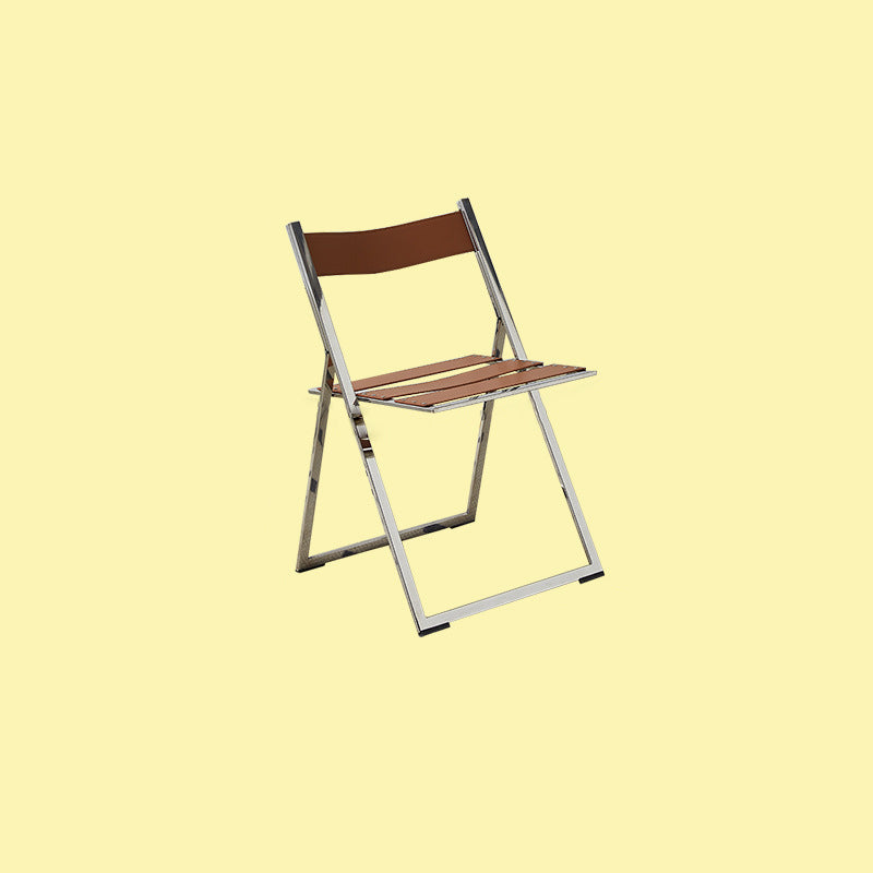 Mid-Century Saddle Leather Foldable Dining Chair