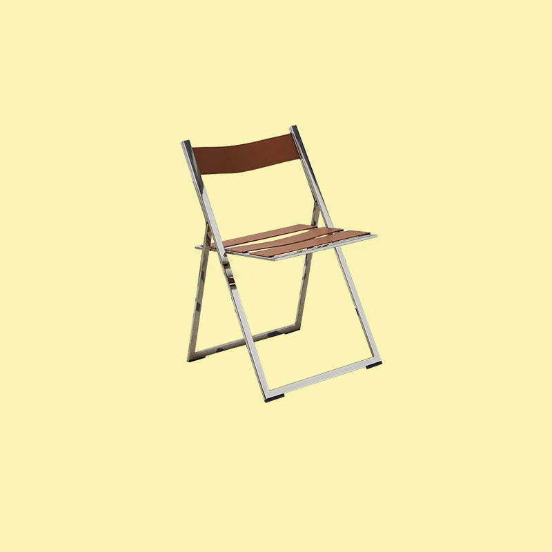 Mid-Century Saddle Leather Foldable Dining Chair