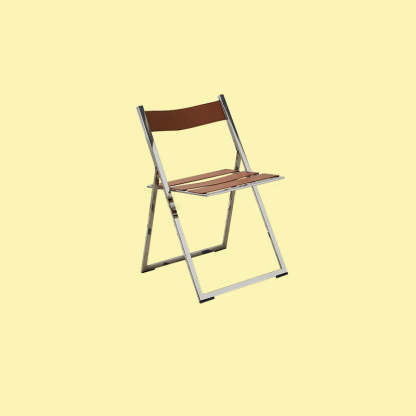Mid-Century Saddle Leather Foldable Dining Chair