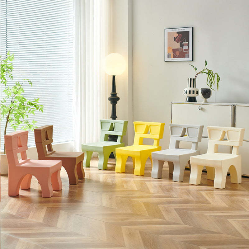 Nordic Plastic Square Low Stool — Beige