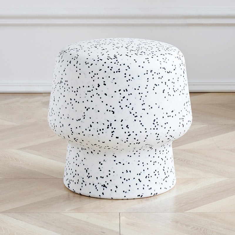 Contemporary Plastic Mushroom Round Low Stool — Black