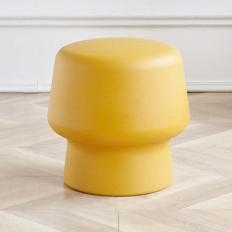 Contemporary Plastic Mushroom Round Low Stool — Gray