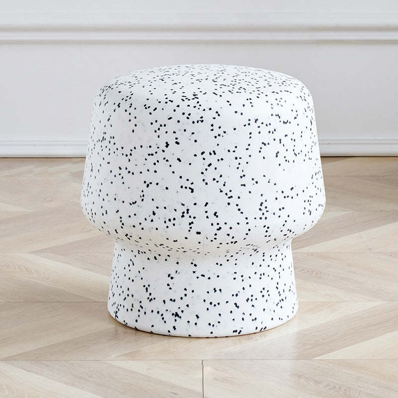 Contemporary Plastic Mushroom Round Low Stool — Black