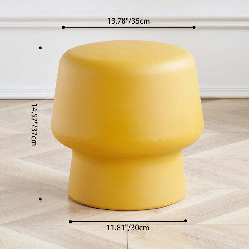 Contemporary Plastic Mushroom Round Low Stool — Speckled White