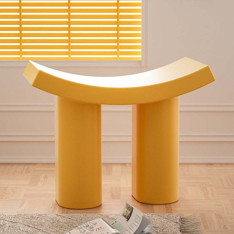 Nordic Plastic Curved Cylinder Low Stool for Entryway — Blue