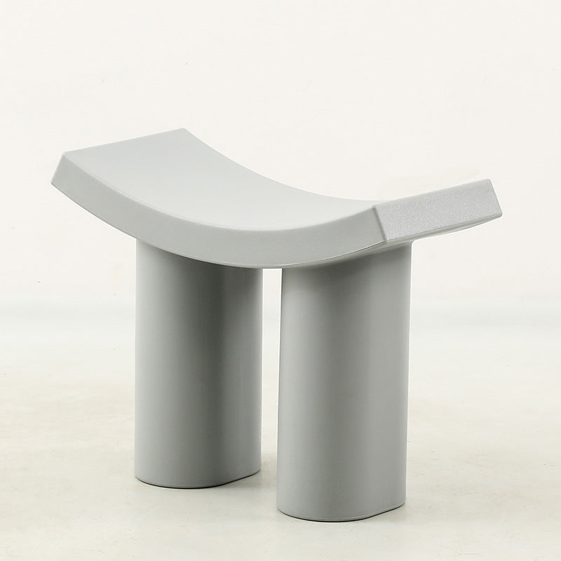 Nordic Plastic Curved Cylinder Low Stool for Entryway