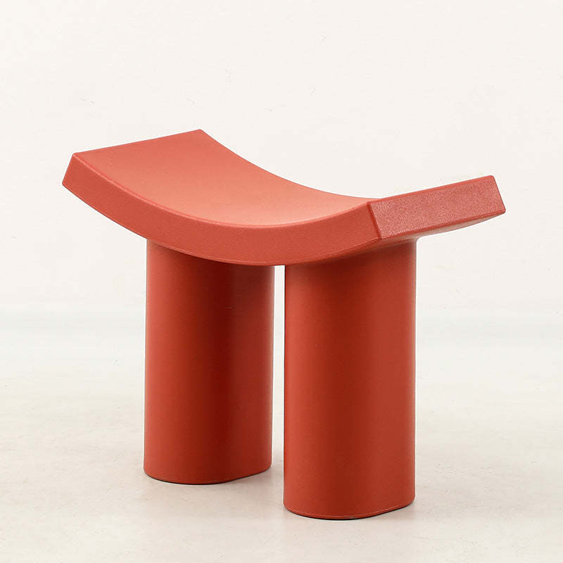 Red nordic cylinder curved low stools