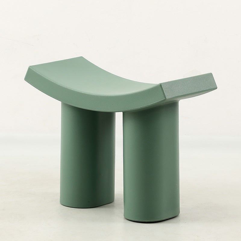 Nordic Plastic Curved Cylinder Low Stool for Entryway