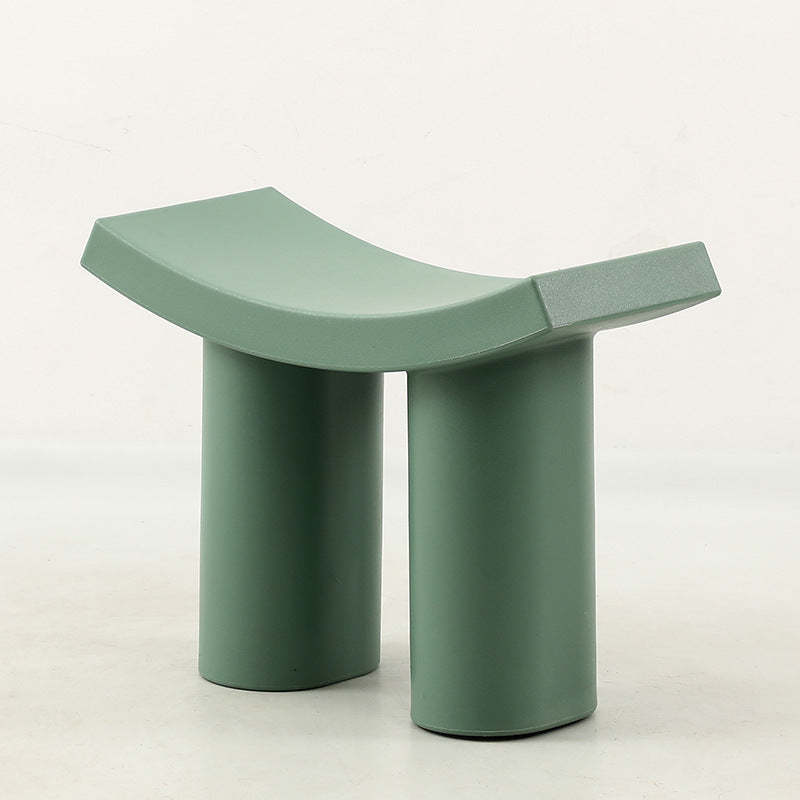 Nordic Plastic Curved Cylinder Low Stool for Entryway