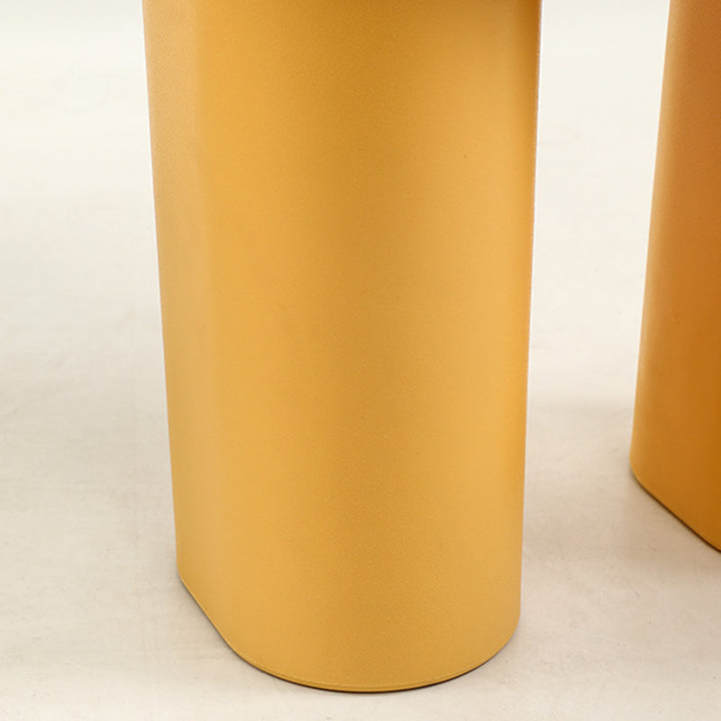 Nordic Plastic Curved Cylinder Low Stool for Entryway — Yellow