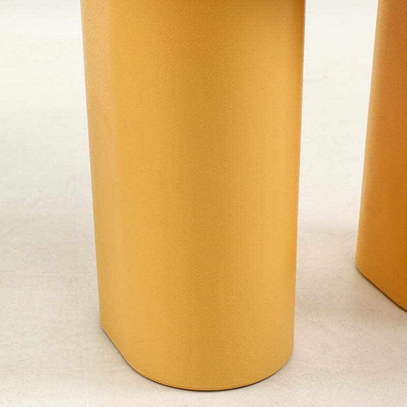 Nordic Plastic Curved Cylinder Low Stool for Entryway — Yellow