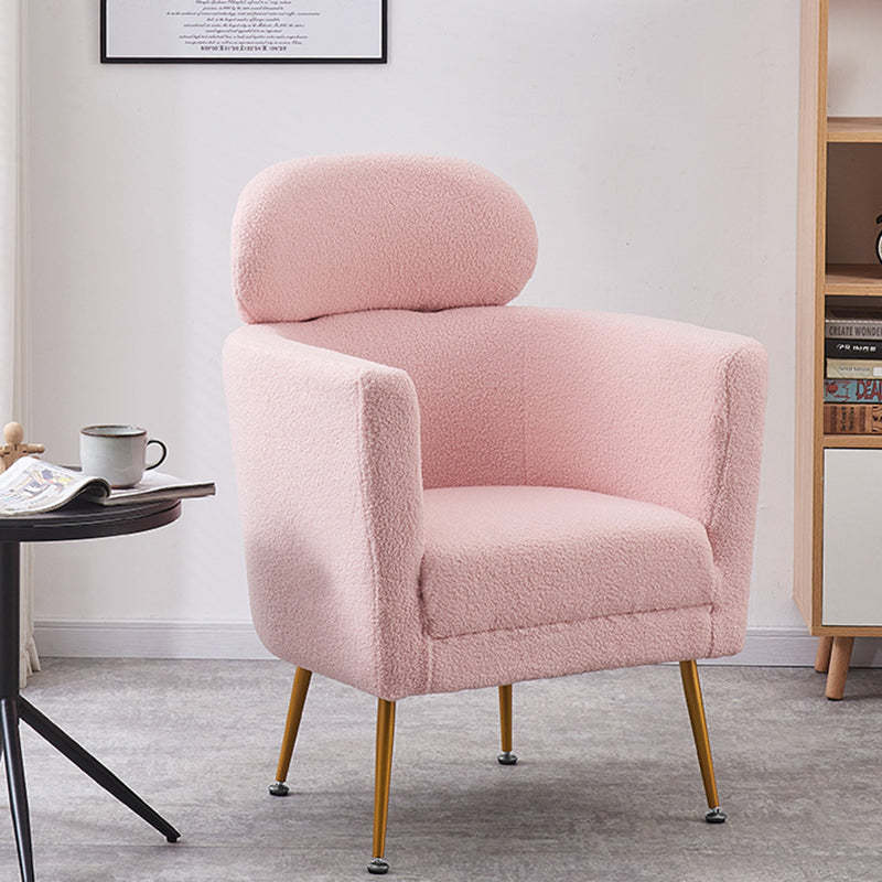 Nordic curved sofa metal accent chairs — Pink
