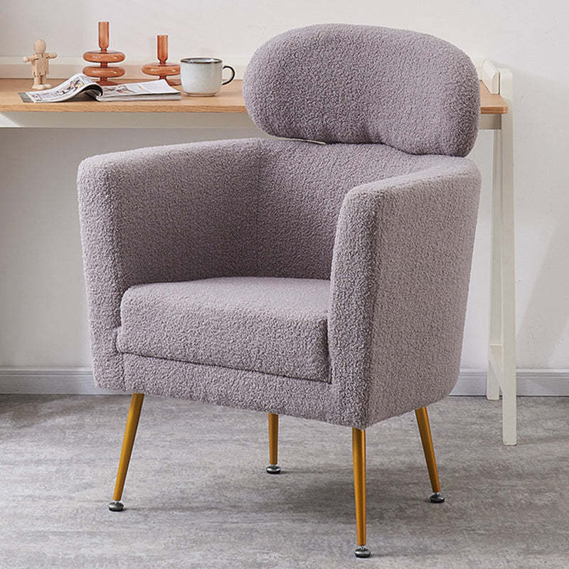 Gray metal lambswool curved accent chairs - nordic