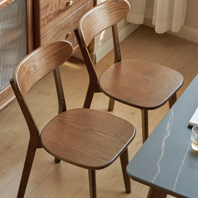 Vintage Rubberwood Curved Back Dining Chair