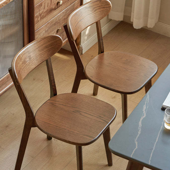 Vintage Rubberwood Curved Back Dining Chair — Black