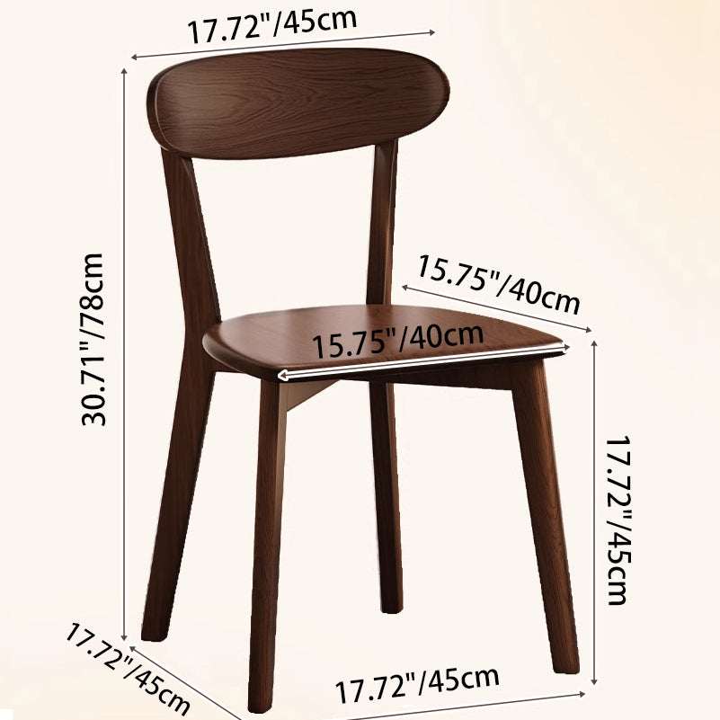 Vintage Rubberwood Curved Back Dining Chair — Cherry Wood Color