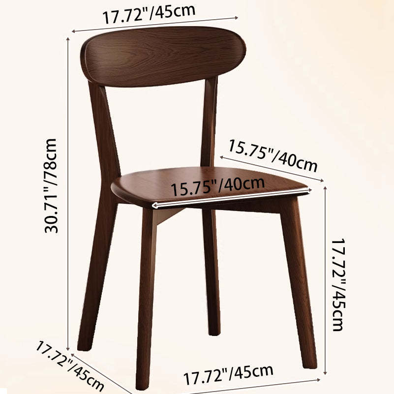 Vintage Rubberwood Curved Back Dining Chair — Cherry Wood Color