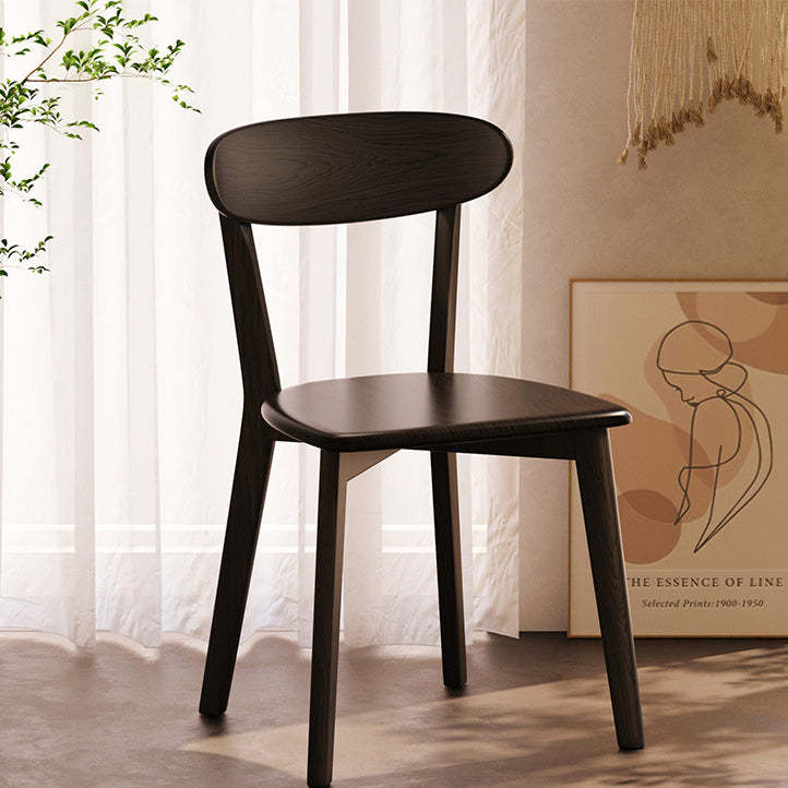 Vintage Rubberwood Curved Back Dining Chair