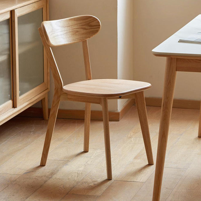 Vintage Rubberwood Curved Back Dining Chair