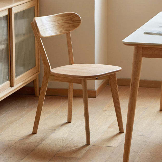 Vintage Rubberwood Curved Back Dining Chair