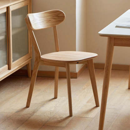 Vintage Rubberwood Curved Back Dining Chair
