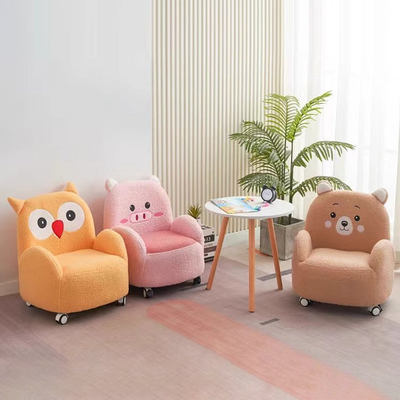 Contemporary Lambswool Wood Square Sofa Chair