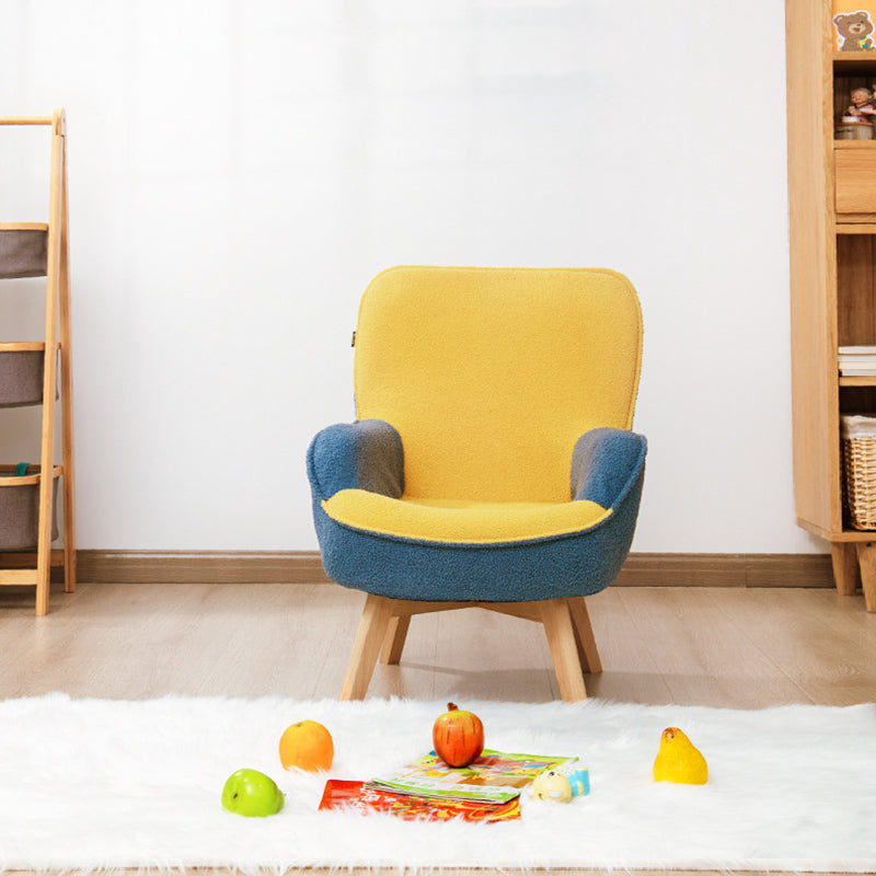 Minimalist Teddy Velvet Wood Curved Sofa Chair