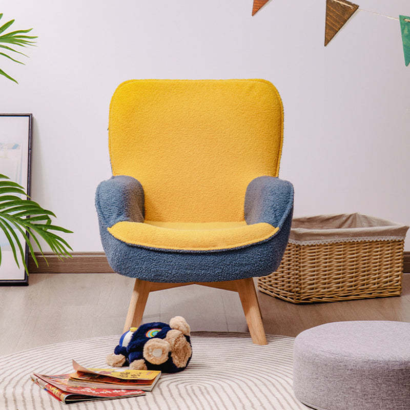 Minimalist Teddy Velvet Wood Curved Sofa Chair