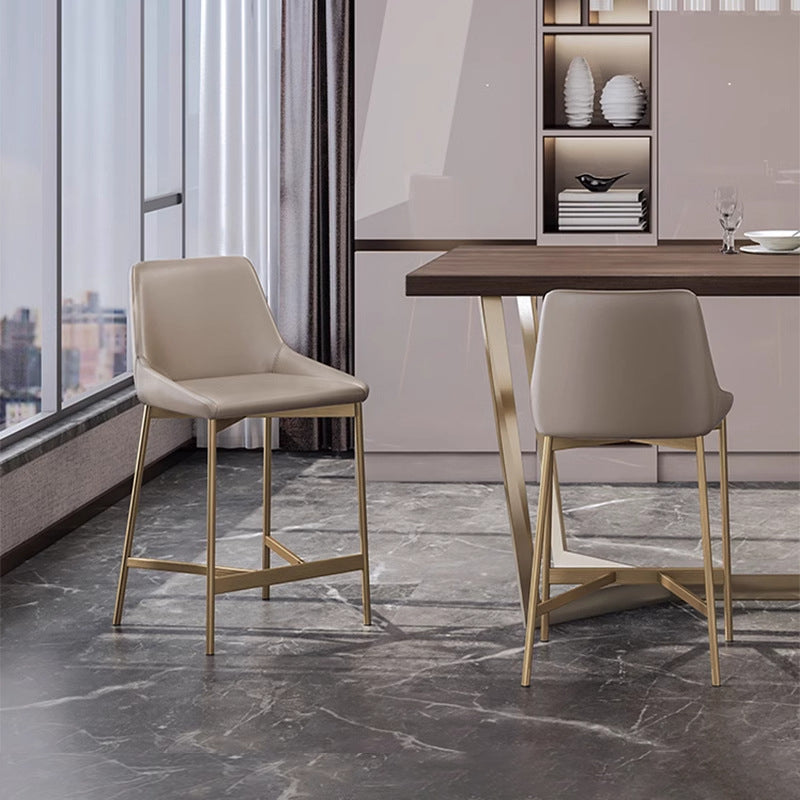 Minimalist PU Leather Steel Curved Bar Stool