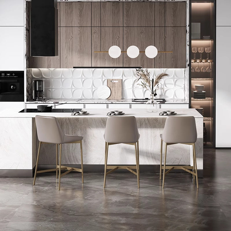 Minimalist PU Leather Steel Curved Bar Stool