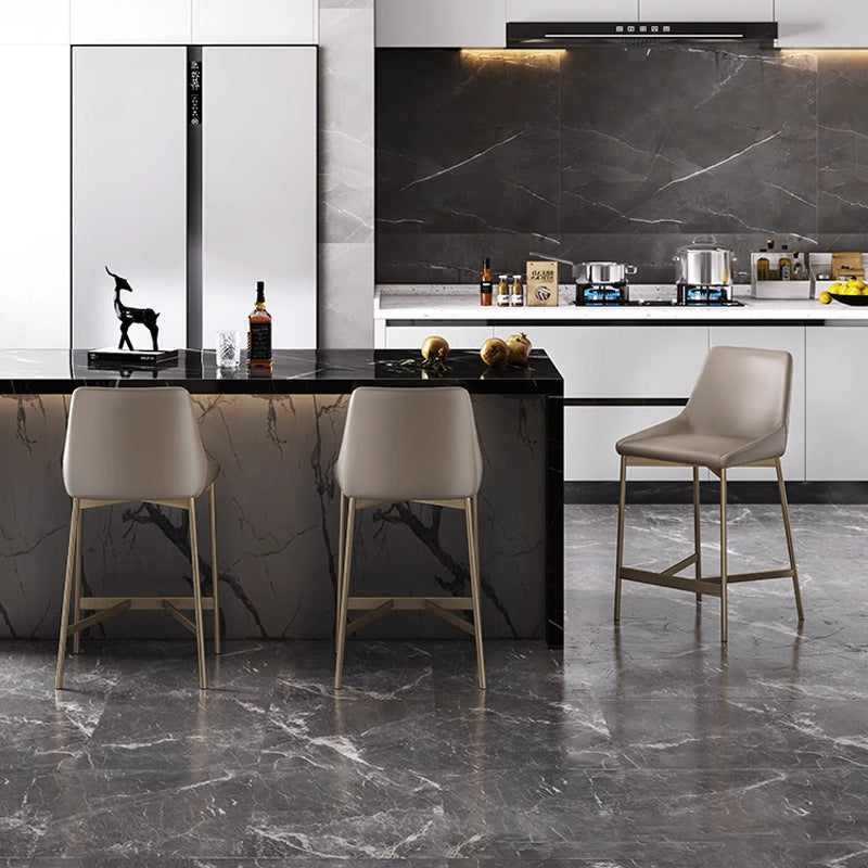 Minimalist PU Leather Steel Curved Bar Stool