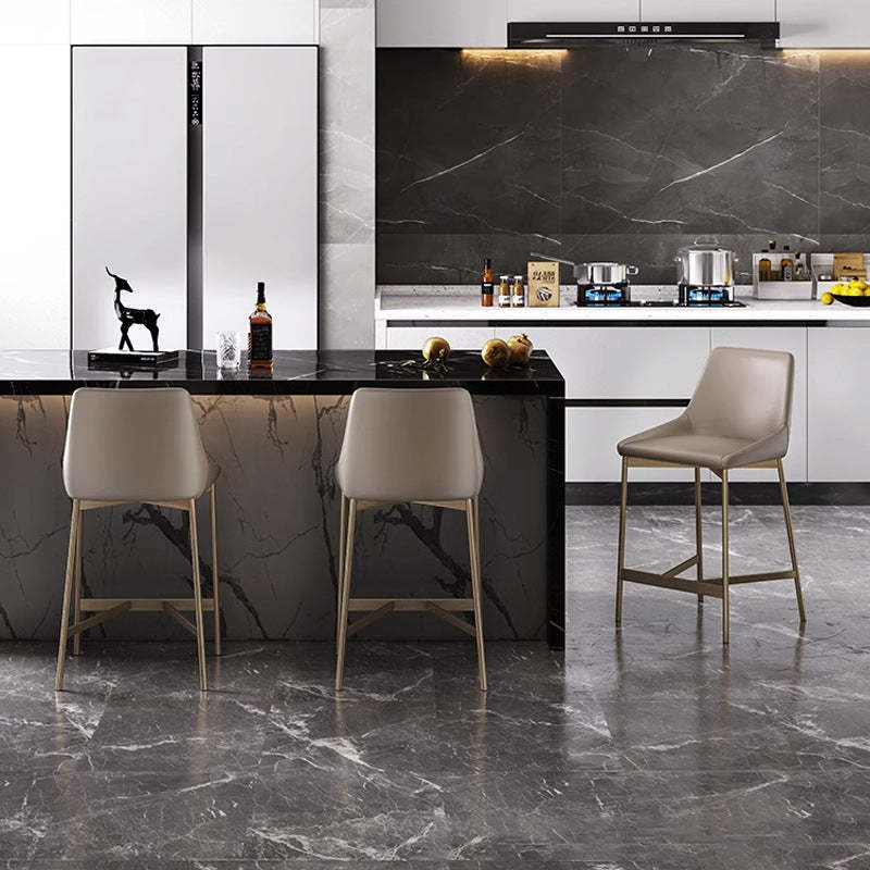 Minimalist PU Leather Steel Curved Bar Stool