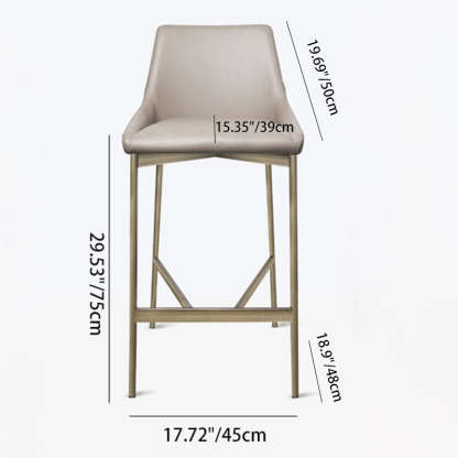 Minimalist PU Leather Steel Curved Bar Stool